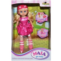 Papusa Maia pe role cu rochita roz