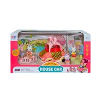 Set de joaca cu masinuta si mobilier - Familia Iepurasilor