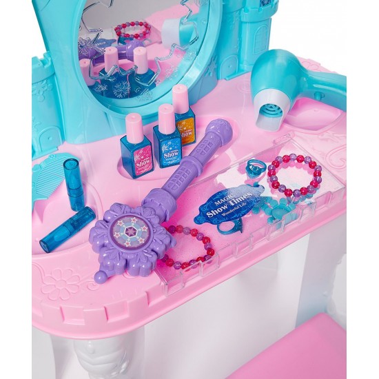 Masuta infrumusetare cu oglinda, scaunel si accesorii Vanity Snow Castle