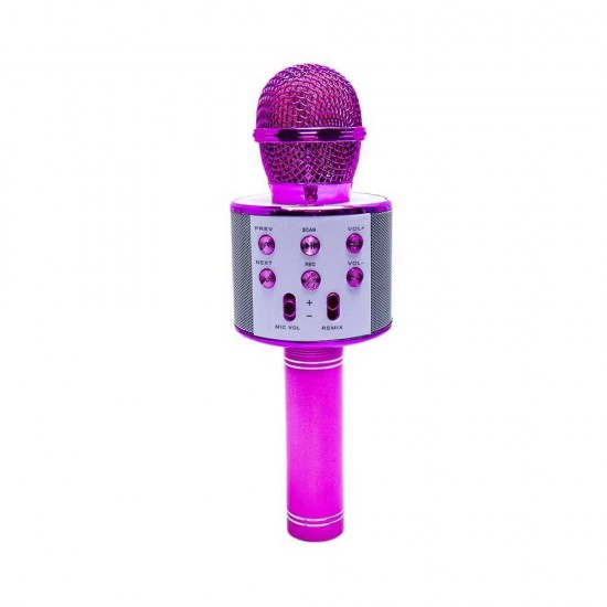Microfon karaoke cu baterii - Fucsia