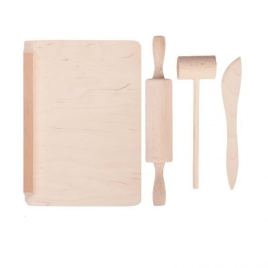 Set de joaca ustensile bucatarie din lemn 4 piese