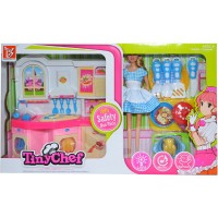 Set de joaca papusa cu bucatarie Tiny Chef