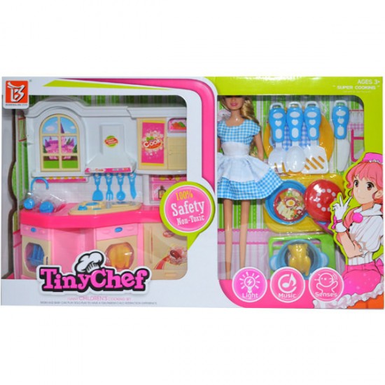 Set de joaca papusa cu bucatarie Tiny Chef