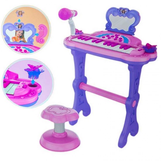 Orga electronica cu microfon si scaunel Little Pianist
