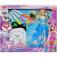 Papusa Fashion Designer cu rochita si gentuta de colorat
