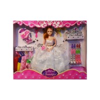 Papusa mireasa cu garderoba si accesorii