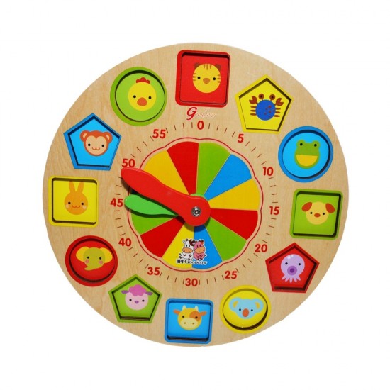 Puzzle educativ din lemn ceas cu 12 piese