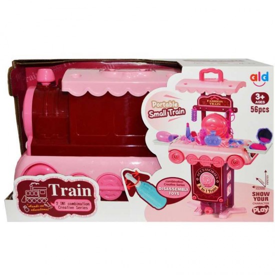 Set accesorii frumusete in gentuta tip trenulet 56 piese