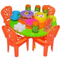 Set masa papusi cu scaune si accesorii