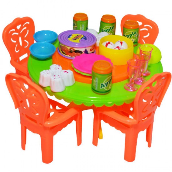 Set masa papusi cu scaune si accesorii