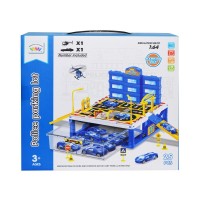 Set parcare cu masinuta si elicopter 25 piese albastru