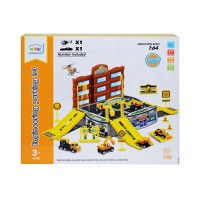 Set parcare cu masinuta si elicopter 19 piese galben 