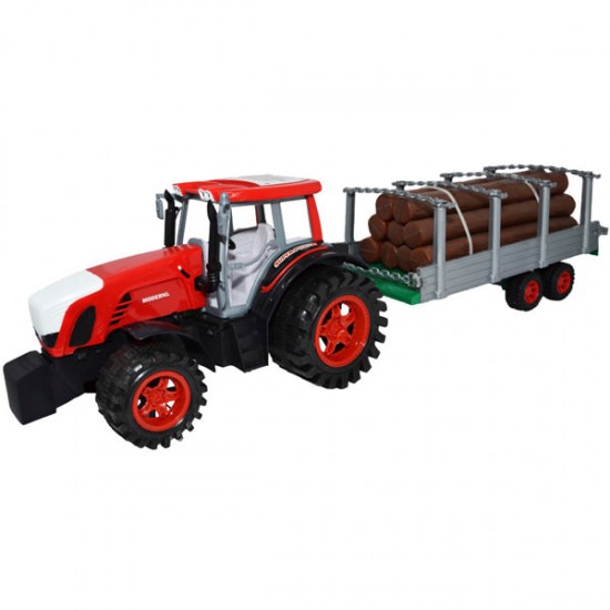 Tractor cu remorca si lemne