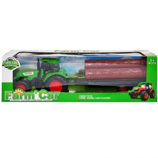 Tractor cu remorca cu lemne Farm