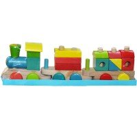 Trenulet de lemn 45 cm cu forme geometrice