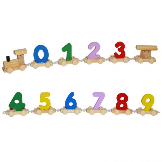 Trenulet educativ din lemn cu cifre