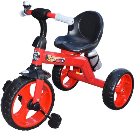 Tricicleta cu roti mari si sticla de apa