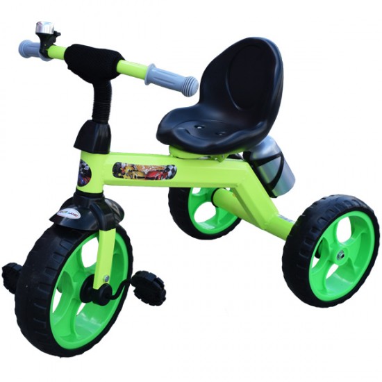 Tricicleta cu roti mari si sticla de apa