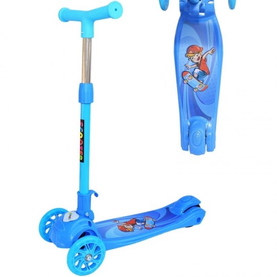 Trotineta pentru copii pliabila cu roti silicon - Albastru