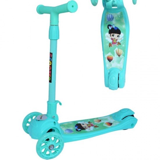 Trotineta pentru copii pliabila cu roti silicon - Turcoaz