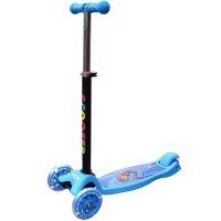 Trotineta cu roti silicon, leduri si cadru metalic -  Albastru