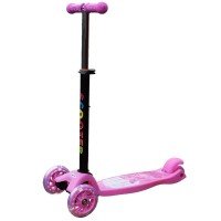 Trotineta cu roti silicon, leduri si cadru metalic - Roz