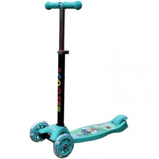 Trotineta cu roti silicon, leduri si cadru metalic - Turcoaz