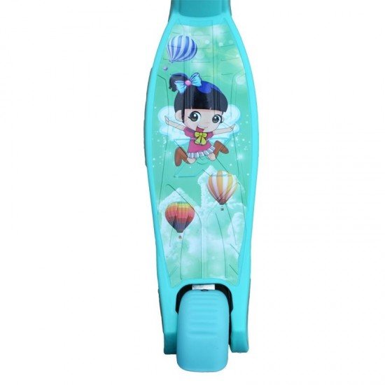 Trotineta cu roti silicon, leduri si cadru metalic - Turcoaz