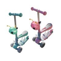 Trotineta copii cu scaunel detasabil Omida - Roz