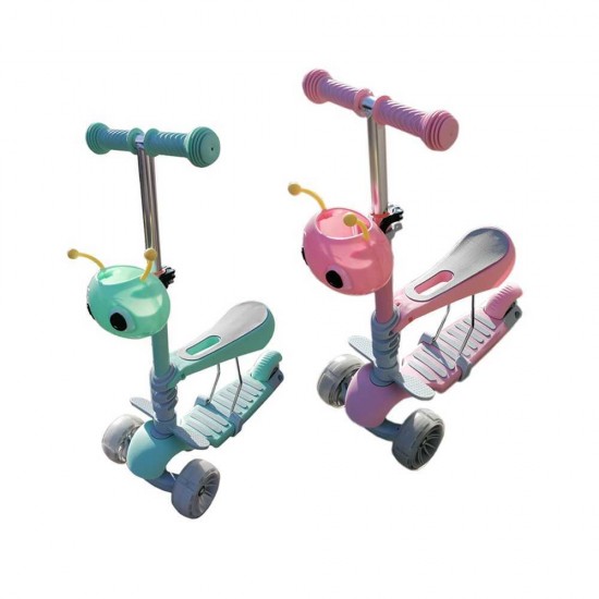 Trotineta copii cu scaunel detasabil Omida - Roz