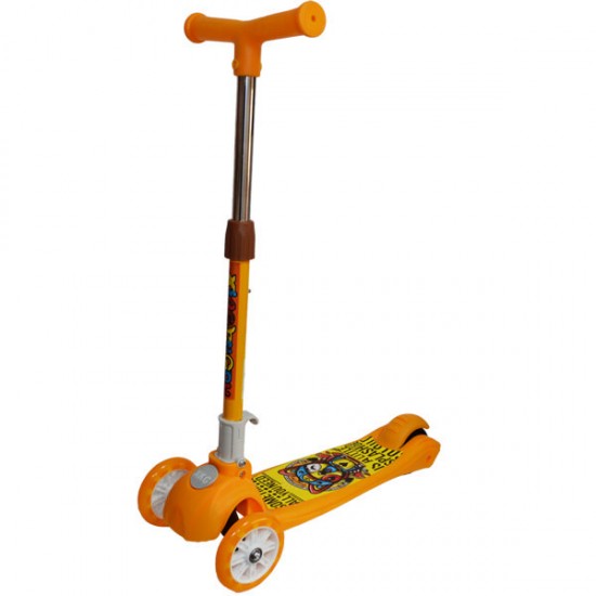 Trotineta plastic si metal cu 3 roti si led