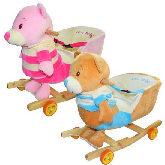 Ursulet balansoar din lemn si plus cu rotile