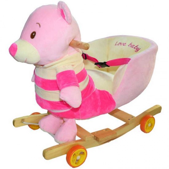 Ursulet balansoar din lemn si plus cu rotile