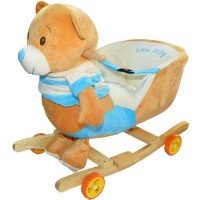 Ursulet balansoar din lemn si plus cu rotile
