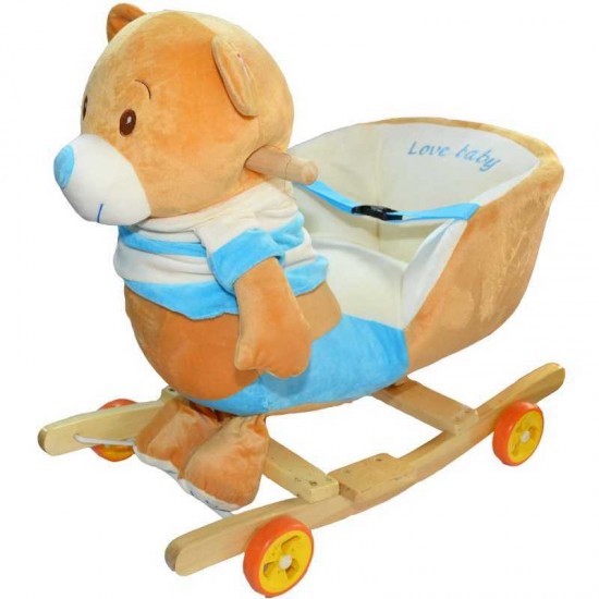 Ursulet balansoar din lemn si plus cu rotile