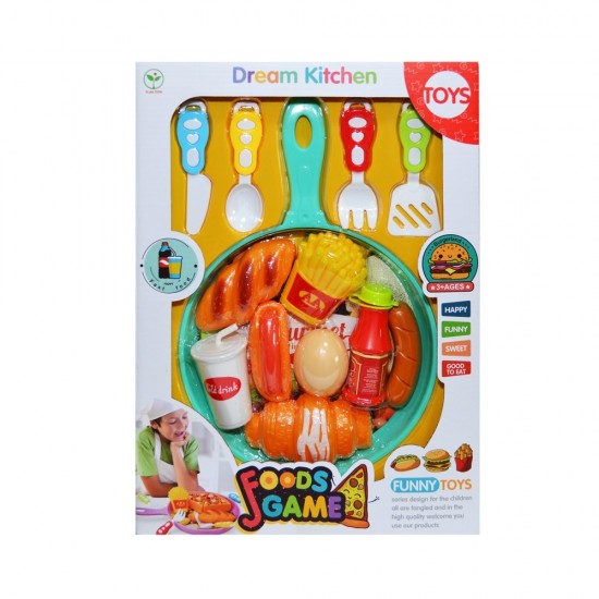Set de joaca ustensile bucatarie cu tigaie Dream Kitchen