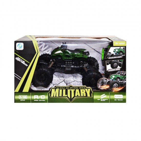 Vehicul militar cu radio-comanda si roti cauciuc