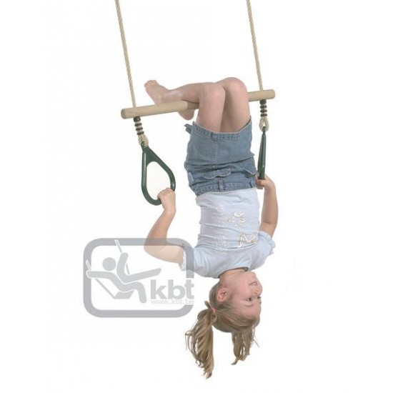 Trapez din lemn cu inele din plastic - Galben - 2,55 m