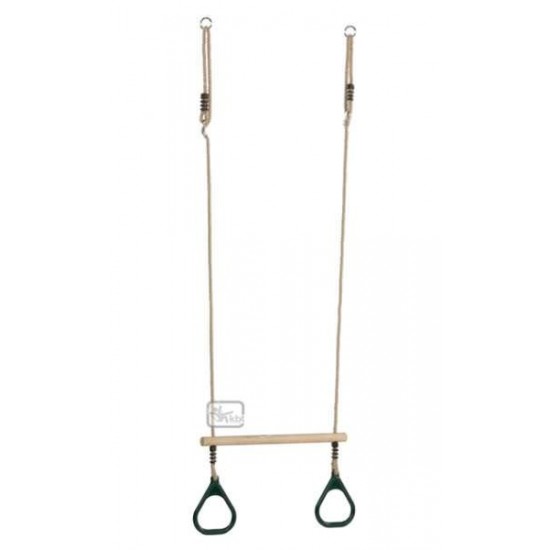 Trapez din lemn cu inele din plastic - Galben - 2,55 m