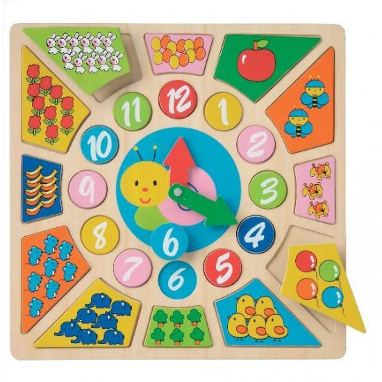 Ceas educativ din lemn - New Classic Toys