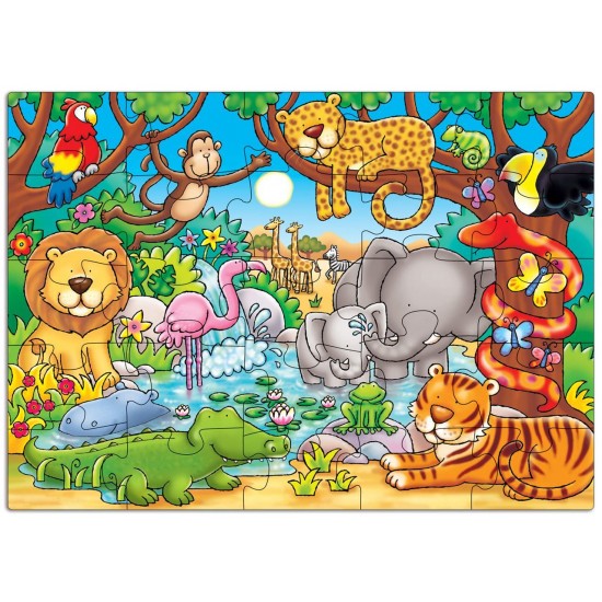Puzzle cu activitati - Cine este in jungla?