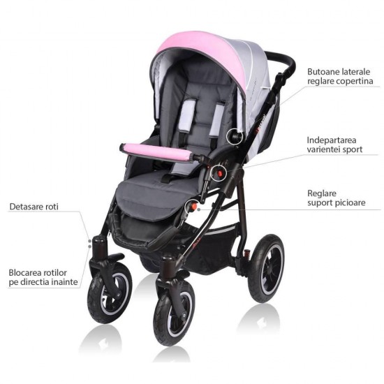 Carucior Crooner 2 in 1 - Vessanti - Pink/Gray