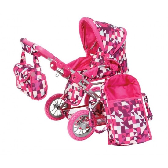 Carucior 2 in 1 pentru papusi Ruby Crazy Squares