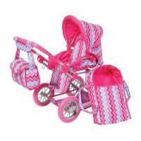 Carucior 2 in 1 pentru papusi Ruby Pink Zigzag