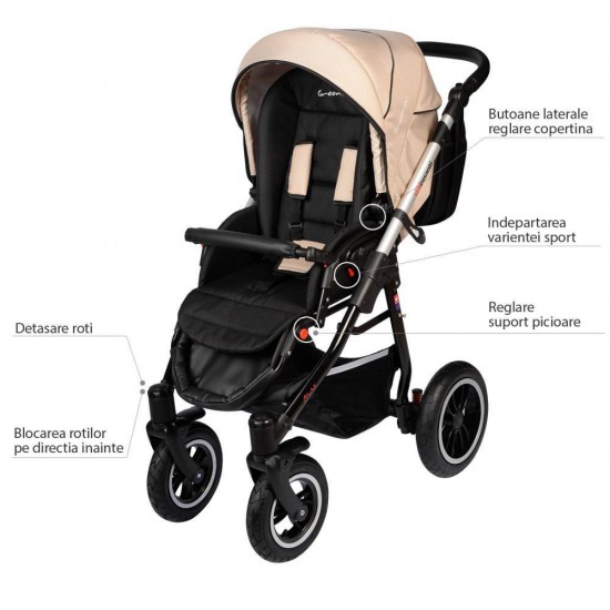 Carucior Crooner Prestige 2 in 1 - Vessanti - Cream
