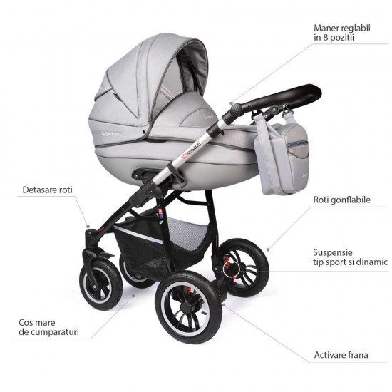 Carucior Crooner Prestige 3 in 1 - Vessanti - Light Gray