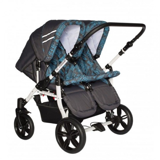 Carucior gemeni PJ Stroller 2 in 1 Blue
