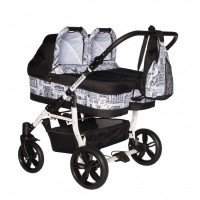 Carucior gemeni PJ Stroller 3 in 1 Black