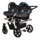 Carucior gemeni PJ Stroller 3 in 1 Blue