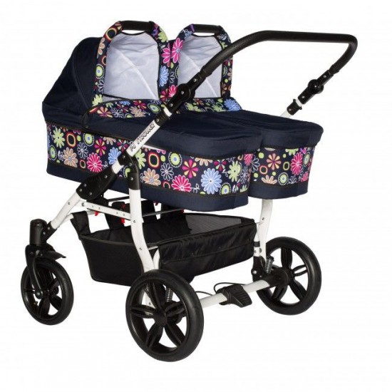 Carucior gemeni PJ Stroller 3 in 1 Multicolor